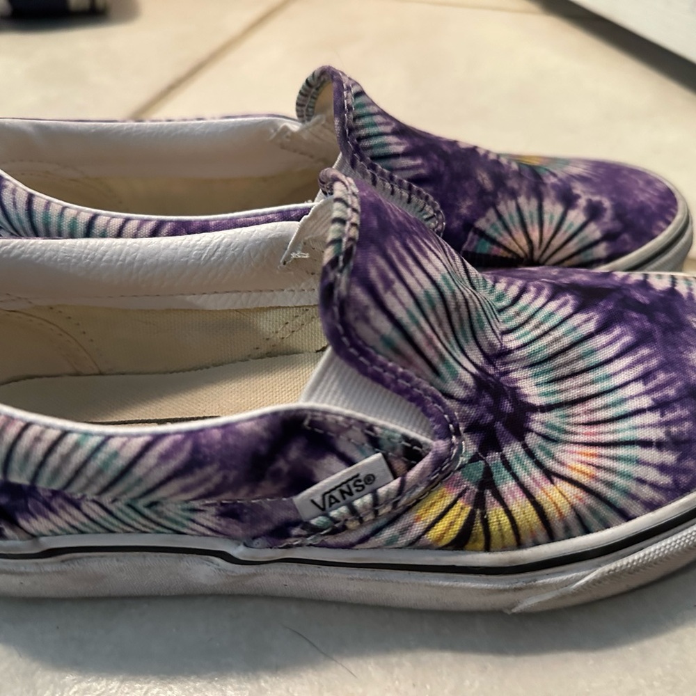 Vans Purple and White Tie-Dye Slip-On Sneakers